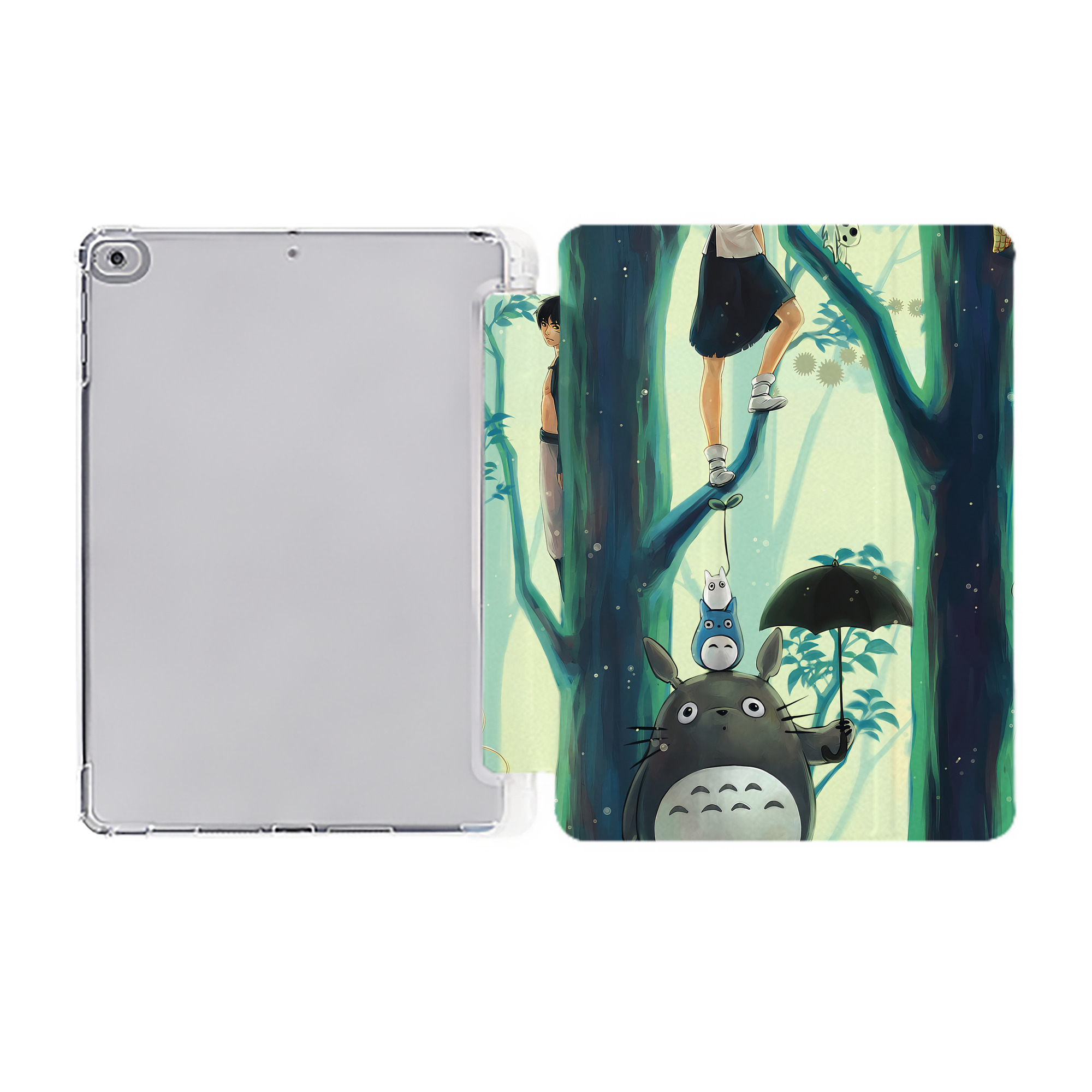 （画像用） となりのトトロ 草壁メイ 草壁サツキ My Neighbor Totoro Satsuki Kusakabe Mei Kusakabe IPad ケース ペン収納付き 三つ折りスタンド PUレザー×シリコン 対応機種9.5/10.5/10.9インチ